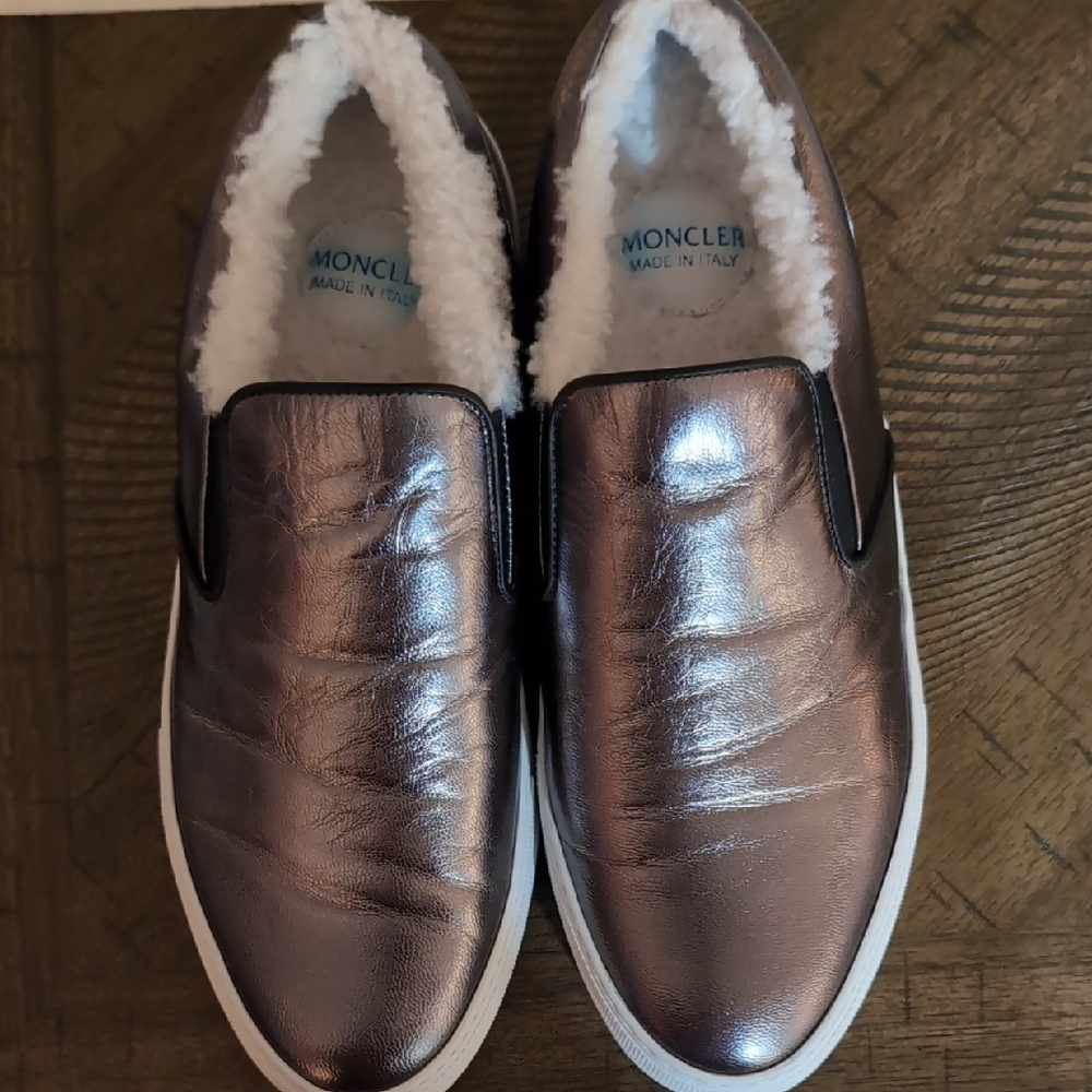 Moncler Shiny Silver Loafers